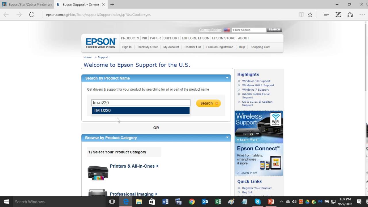 drivers epson tm u220 windows 7 64 bits